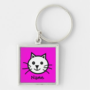 Cute Pink Cartoon Cat Keychain