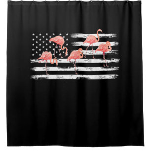 Cute Pink Cartoon Flamingo USA Flag 4th Of July