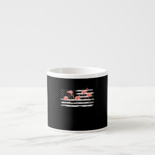 Cute Pink Cartoon Flamingo USA Flag 4th Of July Espresso Cup