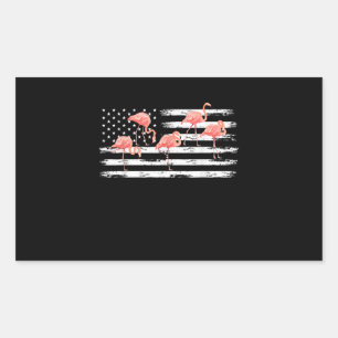 Cute Pink Cartoon Flamingo USA Flag 4th Of July Sticker