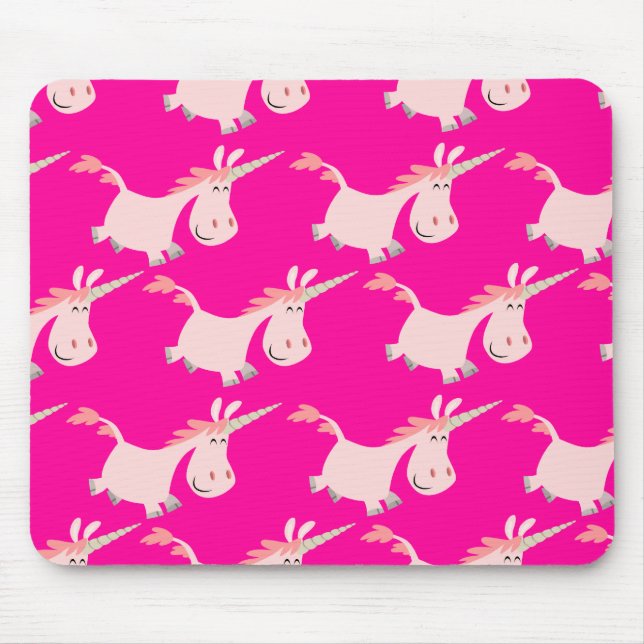 Cute Pink Cartoon Unicorn Herd!! mousepad (Front)