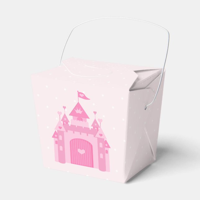 Cute Pink Castle Princess Birthday Party Favor Box (Front Side)