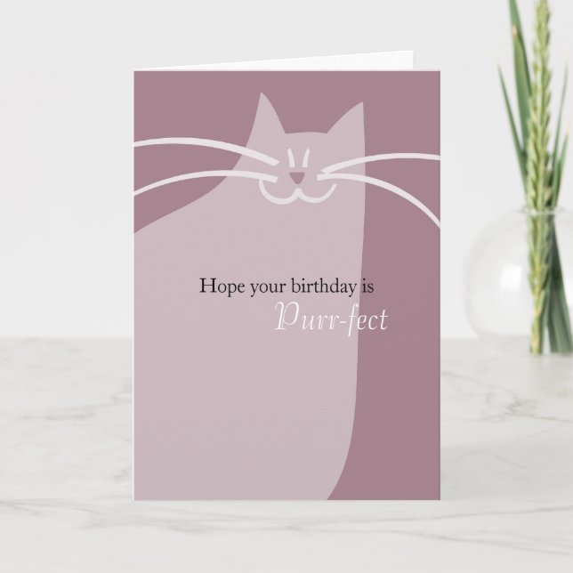 Cute Pink Cat Birthday Card (Front)