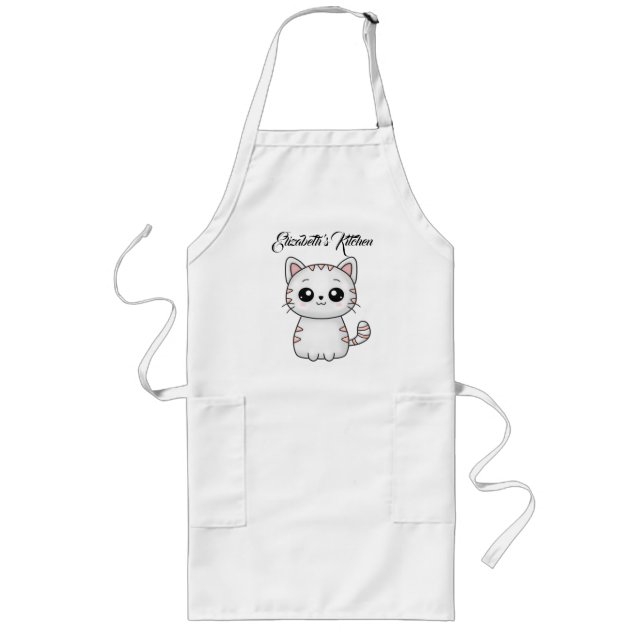 Cute Pink Cat Long Apron (Front)