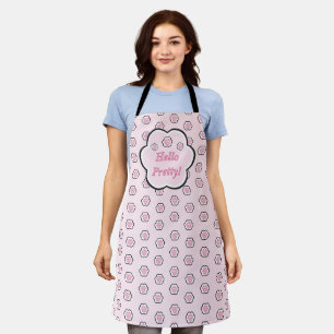 Cute Pink Cat Paw Hello Pretty Apron