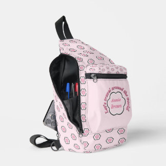 Cute Pink Cat Paw Let's Travel Around The World Sling Bag