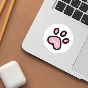 Cute Pink Cat Paw Print - Personalized Stickers