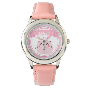 Cute Pink Cat - Personalized Kids Watch