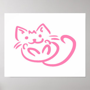 Cute Pink Cat Poster