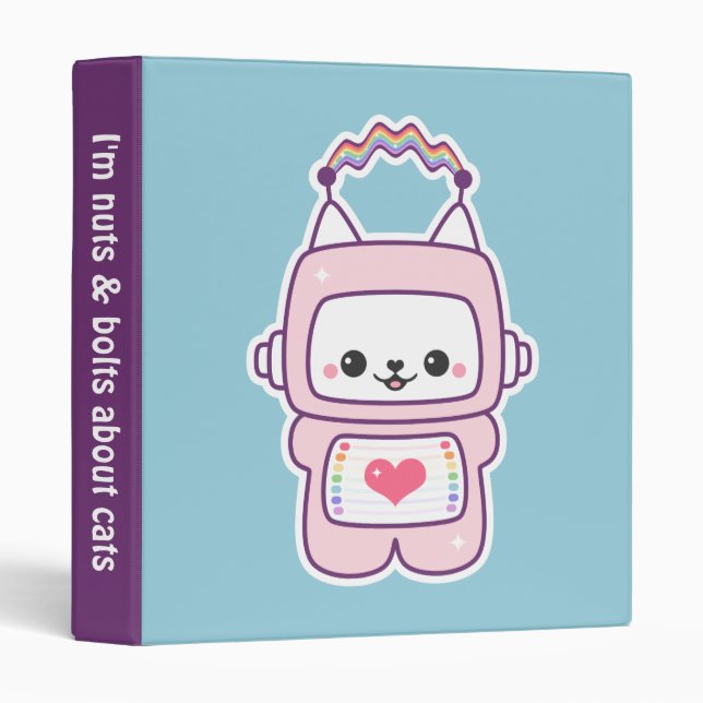 Cute Pink Cat Robot Binder (Front/Spine)