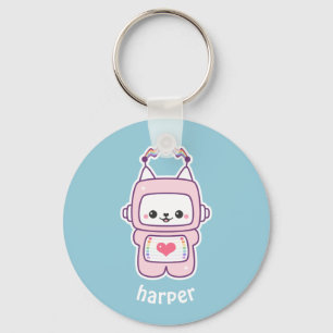 Cute Pink Cat Robot Keychain