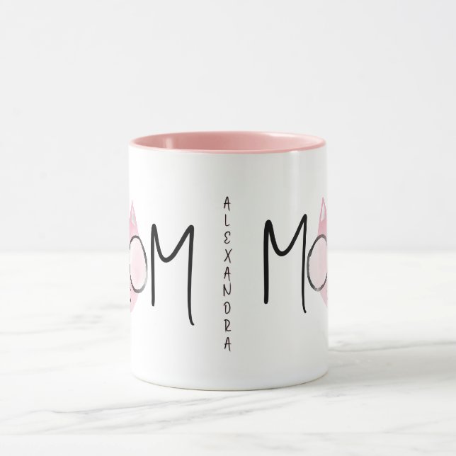 Cute Pink Cat's Mother Mothers Day Personalized  Mug (Center)