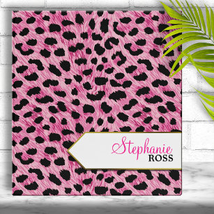 Cute Pink Cheetah Print Personalized Binder