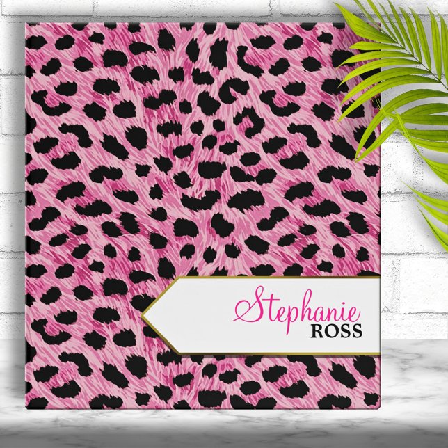 Cute Pink Cheetah Print Personalized Binder (Creator Uploaded)