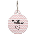 Cute Pink Chevron Personalized Pet Tag