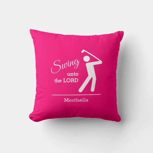 Cute Pink Christian Golf Throw Pillow (Front)