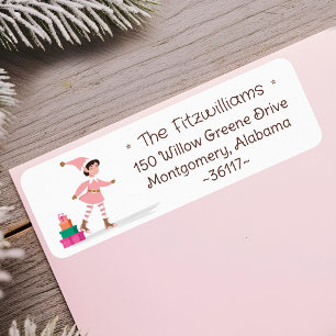 Cute Pink Christmas Elf Ice Skating 
