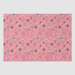 Cute Pink Christmas Flamingo and Pineapple Pattern Tissue Paper