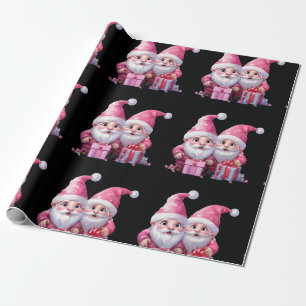 Cute Pink Christmas Gnome Wrapping Paper