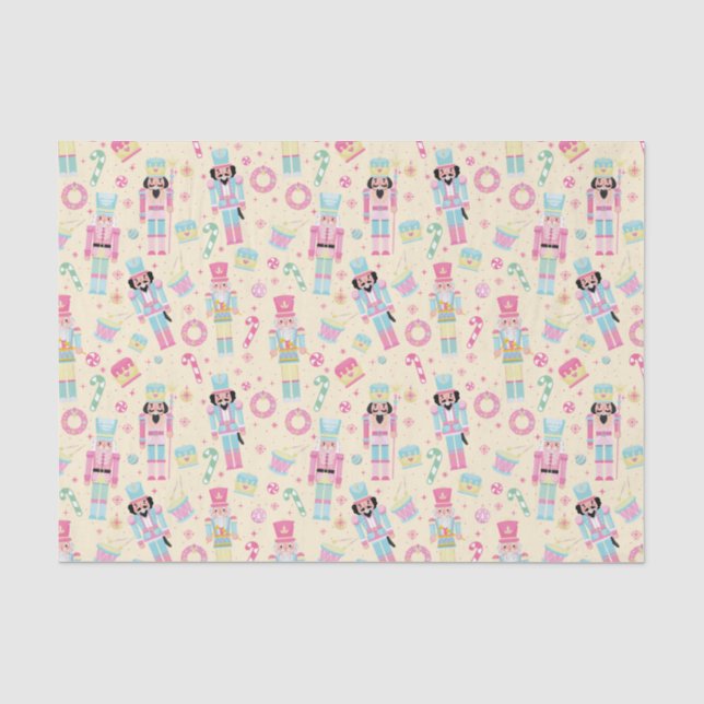 Cute Pink Christmas Nutcracker Ballet Tissue Paper (Front)