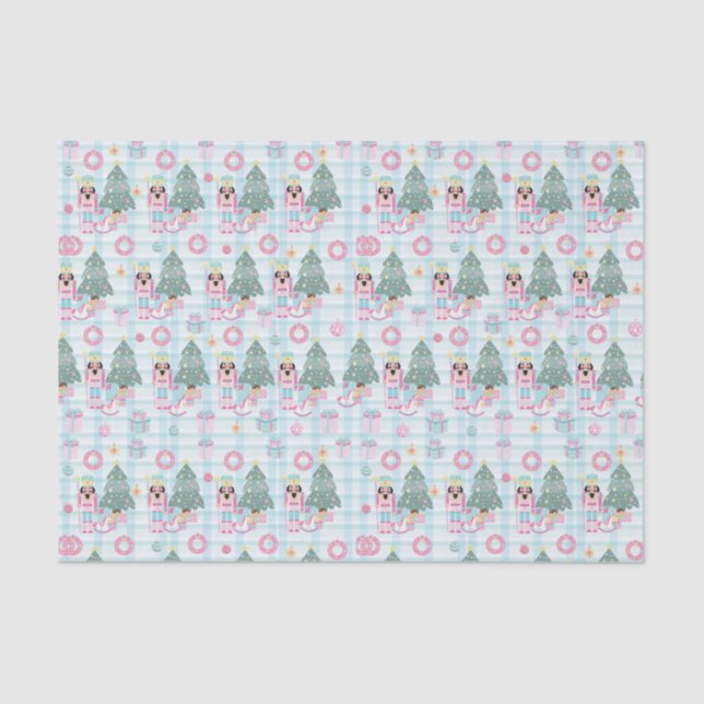 Cute Pink Christmas Nutcracker Ballet Tissue Paper (Front)
