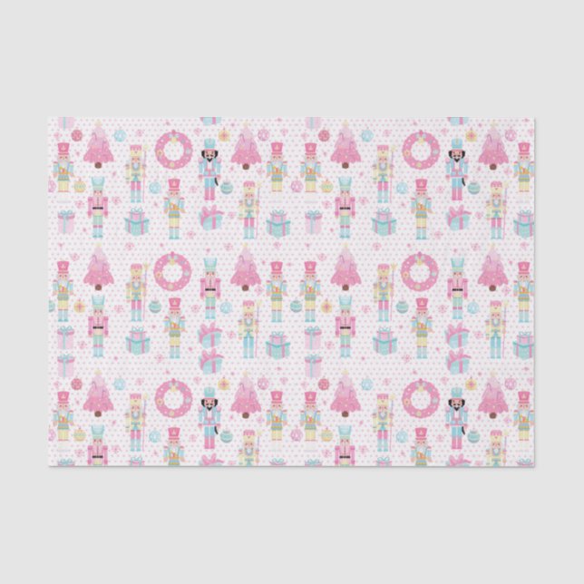 Cute Pink Christmas Nutcracker Ballet Tissue Paper (Front)