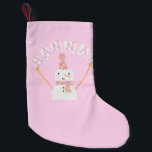 Cute Pink Christmas Snowman Kids Custom Small Christmas Stocking<br><div class="desc">This stocking includes an adorable pink and orange snowman. Perfect for kids for the holidays. A name can be added to the banner.</div>