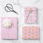 Cute Pink Christmas Snowman Kids Custom Wrapping Paper Sheet<br><div class="desc">These wrapping papers includes an adorable pink and orange snowman pattern and polka dots. Perfect for kids for the holidays. A name can be added to the banner.</div>