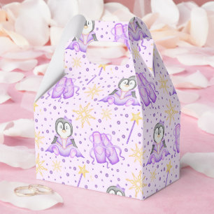 Cute Pink Christmas Sugarplum Penguin Favor Box