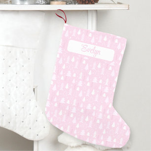 Cute Pink Christmas trees Personalized Small Christmas Stocking