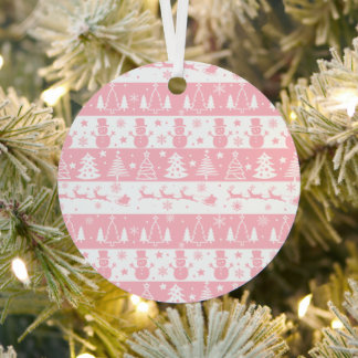 Cute Pink Christmas Winter Metal Ornament