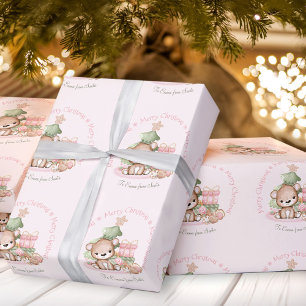 Cute Pink Christmas wrapping paper for Baby Girl