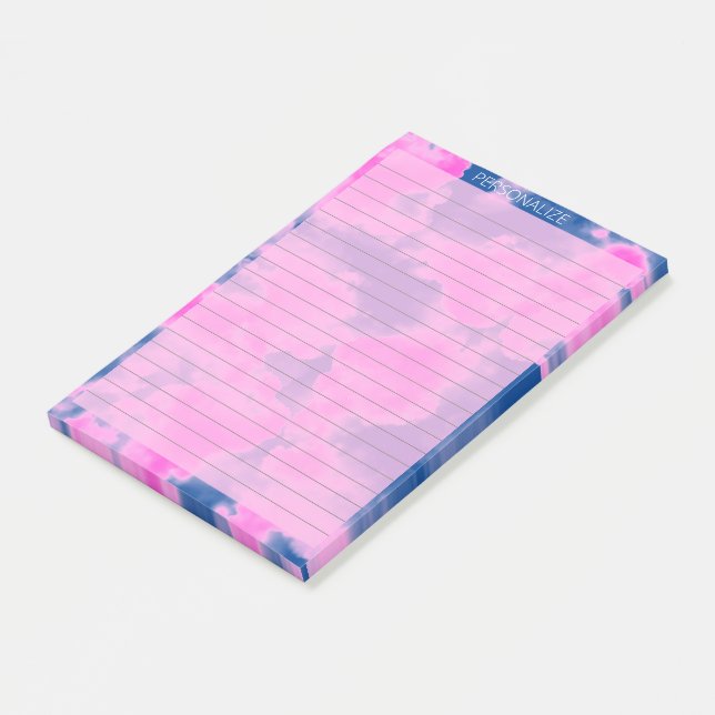 Cute Pink Clouds Lined Pink Post It Notes (Angled)