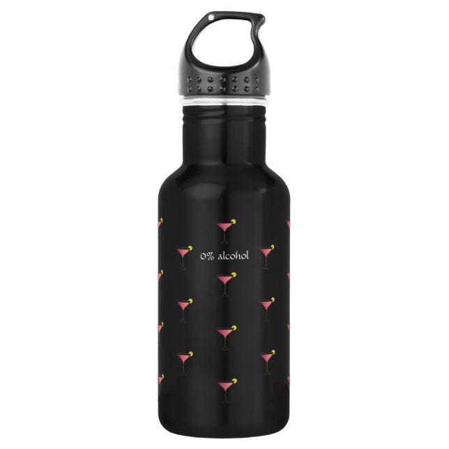 Cute Pink Cocktail Pattern Custom Text Black 532 Ml Water Bottle (Front)