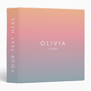 Cute Pink Colorful Ombre Personalized Name Binder