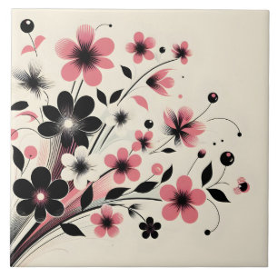Cute pink colour pop flower tile