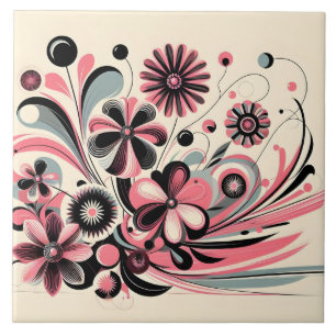 Cute pink colour pop flower tile