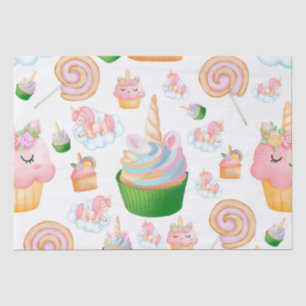 Cute Pink Colourful Kids Cupcake Unicorn Pattern Tissue Paper