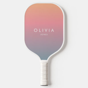 Cute Pink Colourful Ombre Personalized Name Pickleball Paddle