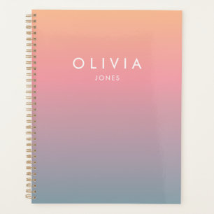 Cute Pink Colourful Ombre Personalized Name Planner
