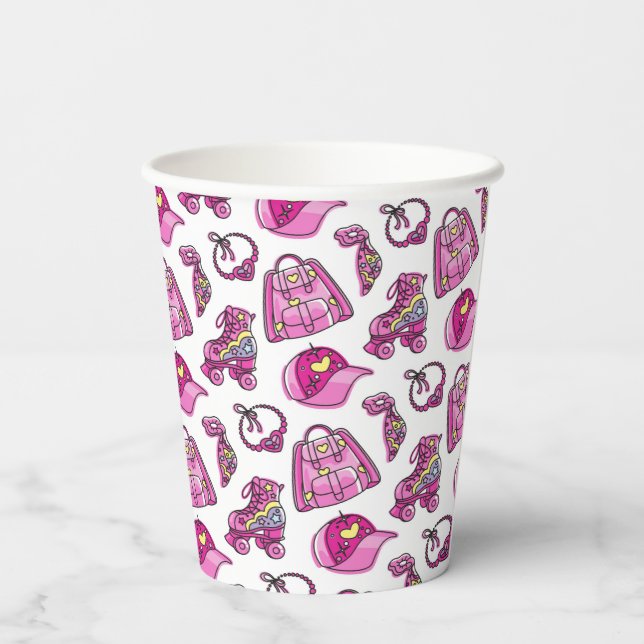 Cute Pink Cool Girl Things Paper Cups (Back)