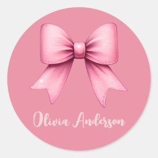 Cute Pink Coquette Bow Aesthetic girly Classic Round Sticker