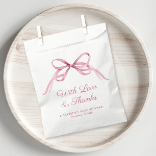 Cute Pink Coquette Bow Baby Girl Shower Thank You Favour Bag