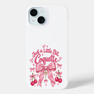 Cute Pink Coquette Bow Cherry Feminine Aesthetic iPhone 15 Case
