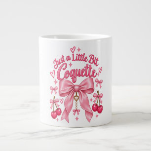 Cute Pink Coquette Bow Cherry Feminine Aesthetic Large Coffee Mug
