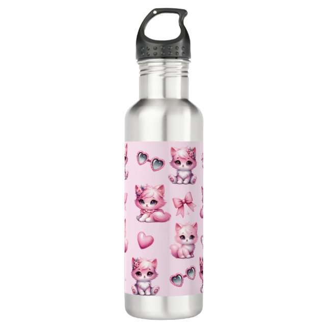 Cute Pink Coquette Bows Aesthetic  710 Ml Water Bottle (Front)