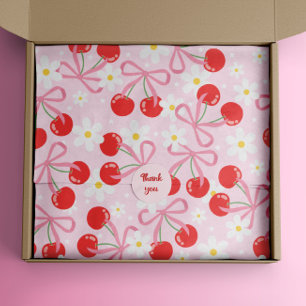 Cute Pink Coquette Cherry Flower Tissue Paper