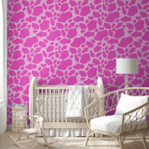 Cute pink cow spots girls nursery wallpaper