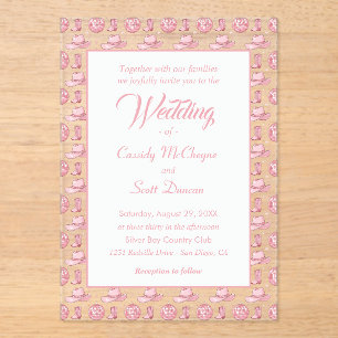 Cute Pink Cowgirl Country Wedding Acrylic Invitations