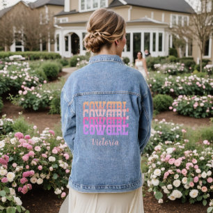Cute Pink Cowgirl Personalized Western  Denim Jacket